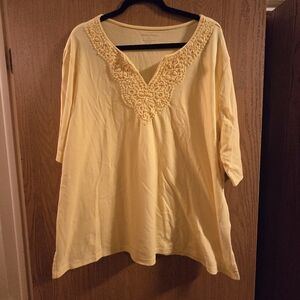 Yellow Women's Top with Lace Detail